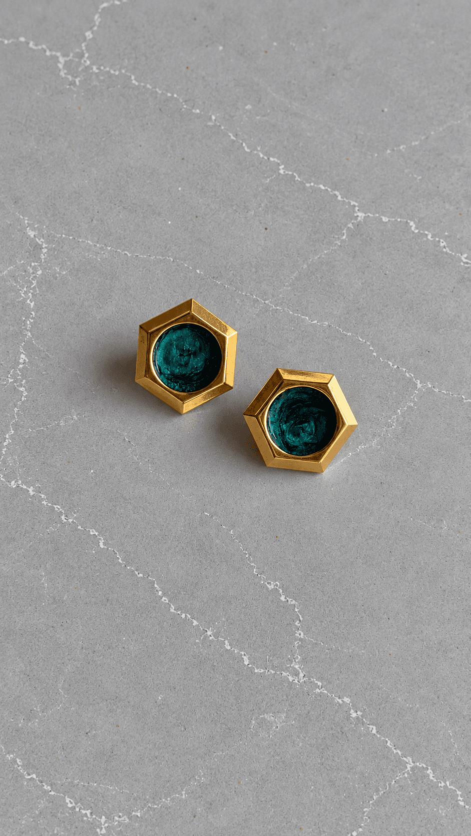 Emerald green gold tone earrings