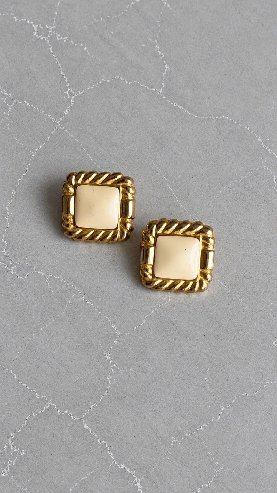 Beige enamel earrings